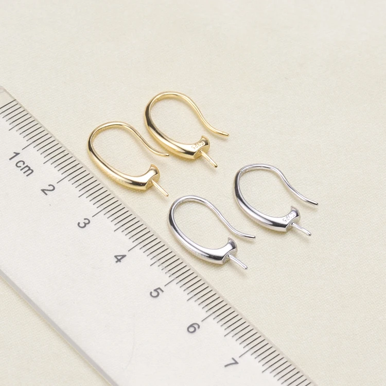 DIY pearl accessories S925 white ear nail empty support earrings hook empty support with 7-9mm round elliptic beads