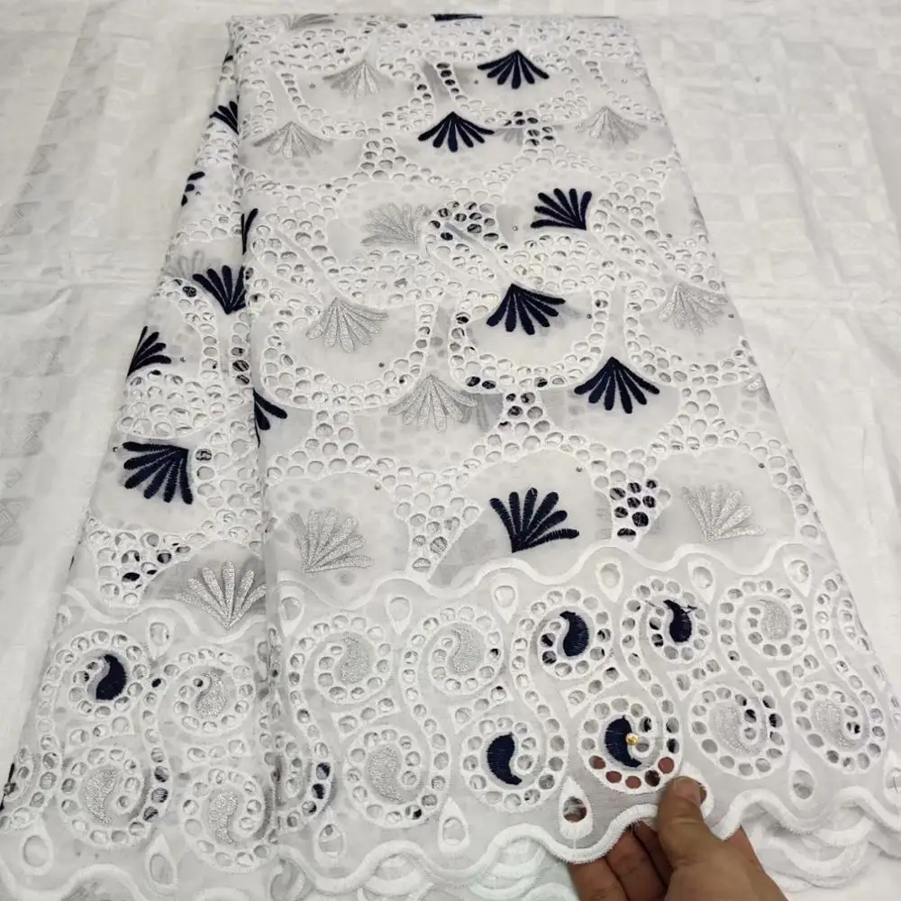 2019 белая новейшая швейцарская Африканская Хлопковая кружевная ткань высокого
