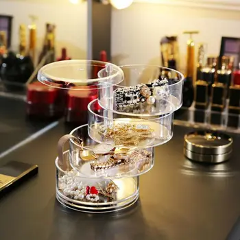 

Clear Cosmetic Makeup Box Organiser Storage Box Shelf 360 Degree Rotating Displayer /BY