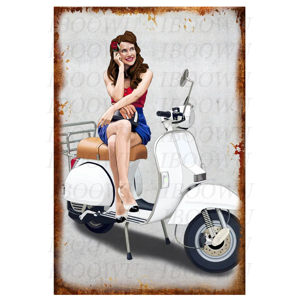 RE2434 Lambretta плакат Винтаж мотоцикл металлическая банка доска значки в стиле ретро пластины домашний декор для стен 20x30 см - Цвет: RE2434