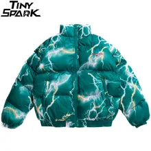 Куртка в стиле хип-хоп, парка с принтом молнии, уличная Мужская ветровка Harajuku, зимняя стеганая куртка, пальто, теплая верхняя одежда, хипстер