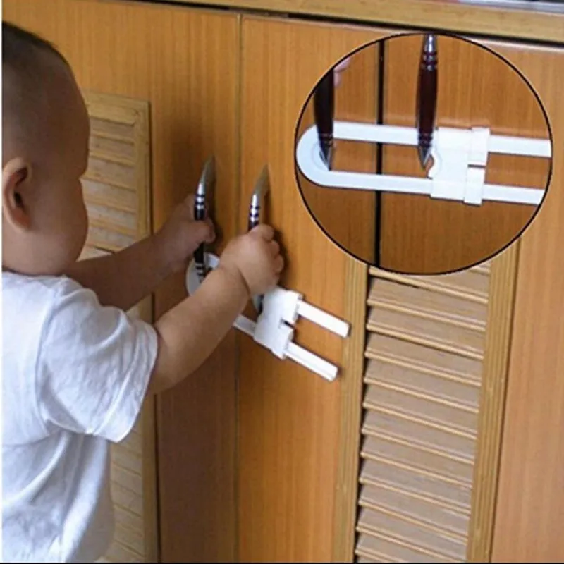 Lowered 4Pcs Adjustable Baby Kids Safe Lock Door Cupboard p3KNyKLno
