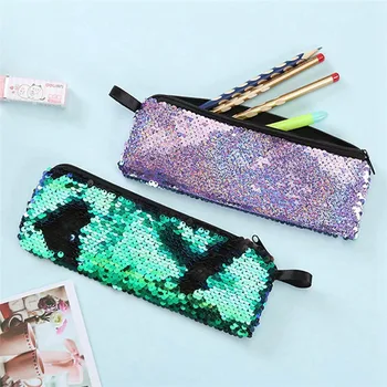 

Pencil Bag School Glitter Mermaid Sequins Pencil Case For Girls Handbag Pencilcase Creative Stationery Pencil Box Office Supply