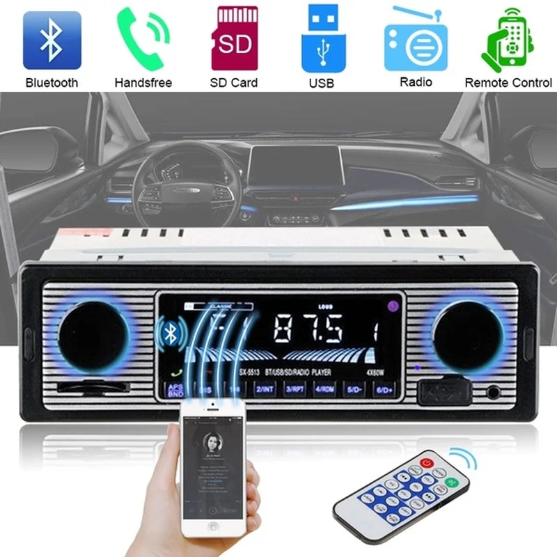5513 Авторадио одиночный 1Din Bluetooth автомобильный стерео аудио в-тире FM AUX вход приемник USB MP3 радио плеер - Цвет: 5513