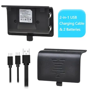 

2 x1100mAh Battery Pack for Xbox One / Xbox One S Wireless Controller Gamepads + 2 in 1 USB Charging Cable