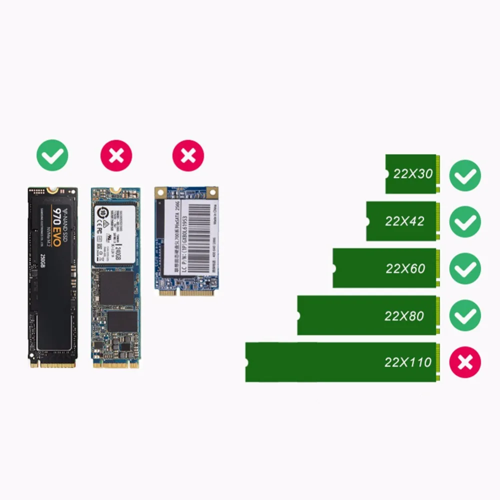 Корпус NVME SSD, адаптер M.2 NVME на USB C, черный чехол, USB 3,1 Gen 2(10 Гбит/с) для samsung 960/970 EVO/PRO M2 PCIE SSD