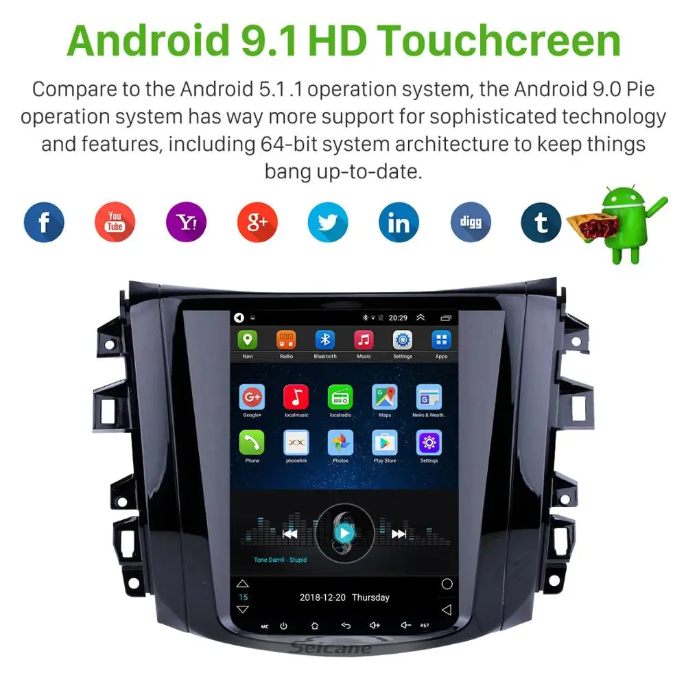 Clearance Seicane for 2018 Nissan NAVARA Terra 9.7 inch Android 9.1 Car Radio Multimedia Player with GPS Navi Mirror link WIFI SWC 5