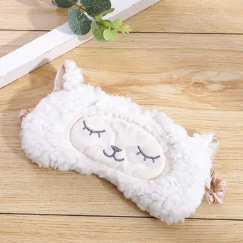 

Women Girls Cute Cartoon Sheep Lambs Embroidery Patch Eye Mask Plush Blindfold Q0KD