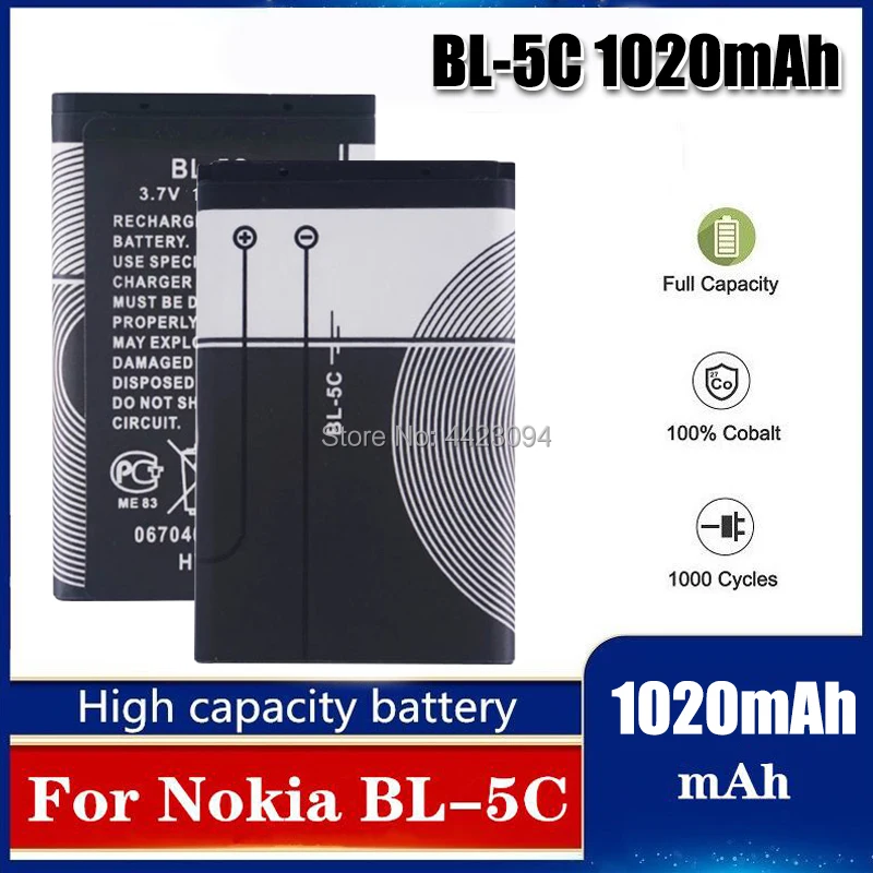 1020mAh BL 5C BL5C литий ионная литиевая батарея для Nokia 1112 1208 1600 2610 2600 n70 n71 мобильный