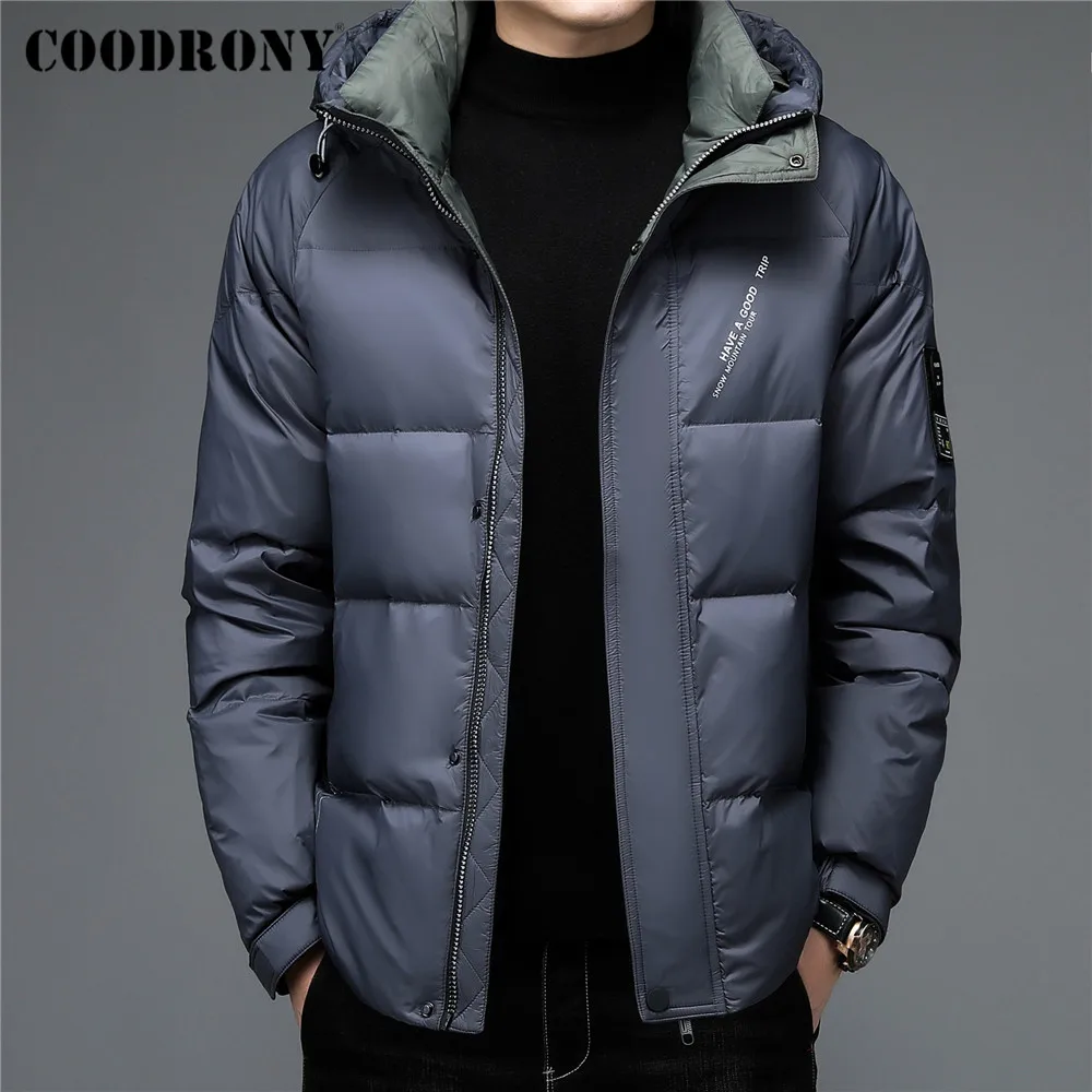 Winter White Duck Down Jacket Men Thick Warm Parka New Fashion Casual Hooded Coat High Quality Windbreak COODRONY Clothing C8162 packable down jacket Down Jackets
