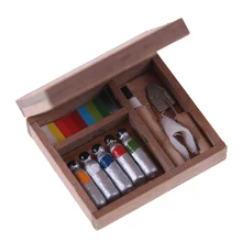

New Arriva 1:12 Accessories Paint Box Doll House Mini Painting Box Pigment Sticks DIY Dolls House Parts Toy Dollhouse Miniatures