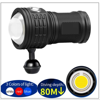 

50000LM Diving Flashlight Photography Video LED Lamp Underwater 80m Torch Multifunction Diving Fill Light Flashlight with 18650