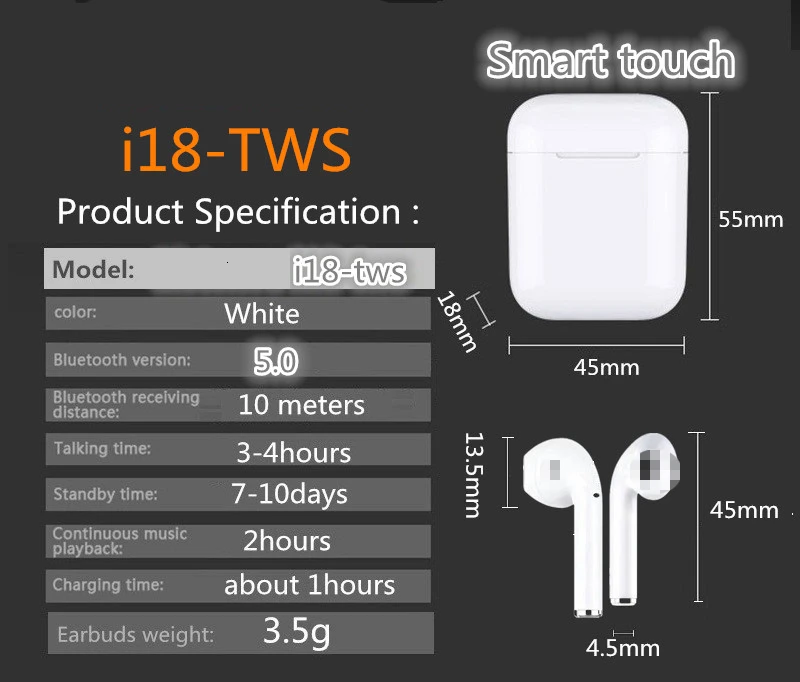 I7s i12 i18 TWS, мини беспроводные Bluetooth наушники, стерео наушники, гарнитура с зарядным устройством, микрофон для i7 TWS, Iphone, Xiaomi