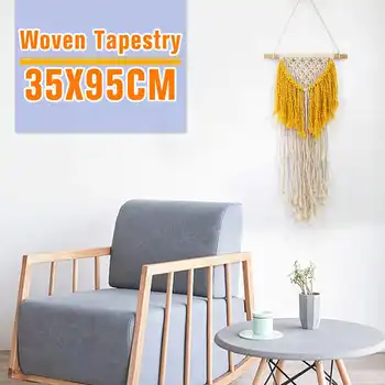

Nordic Macrame Woven Tapestry Boho Chic Bohemian Wall Hanging Home Decoration Crafts Cotton Rope Woven Indoor Art Room Decortion