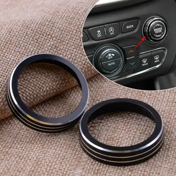 

2pcs 1Pair Aluminum Alloy Volume CD Switch Knob Ring Cap Cover Trim Black For Jeep Grand Cherokee Replacement Accessories