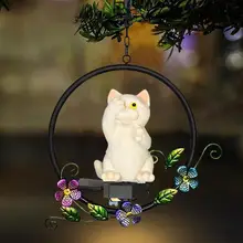 Открытый солнечной энергии светодиодный Кот декоративные огни водонепроницаемый Сад Двор Висячие элегантные смолы металлические прочные лампы