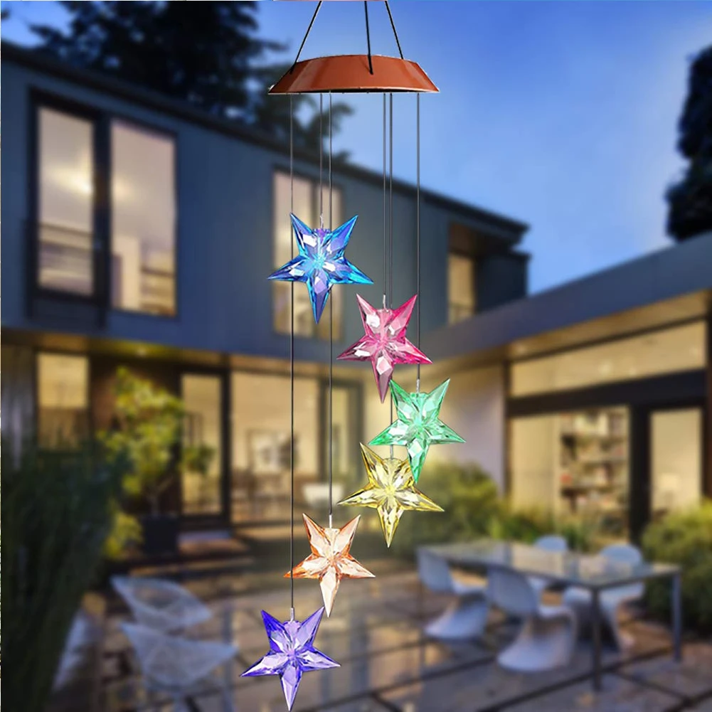 

Wind Chime Light Decorative Outdoor Portable Mobile Led Solar Powered Waterproof Spiral Color Changing Hanging Lamp Plastic