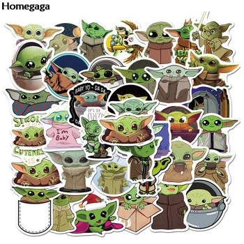

20sets/lot Homegaga 50pcs/set Kawaii Baby Yoda Graffiti Luggage Laptop Guitar Car Stickers Scrapbooking Album Decals Gift D2661