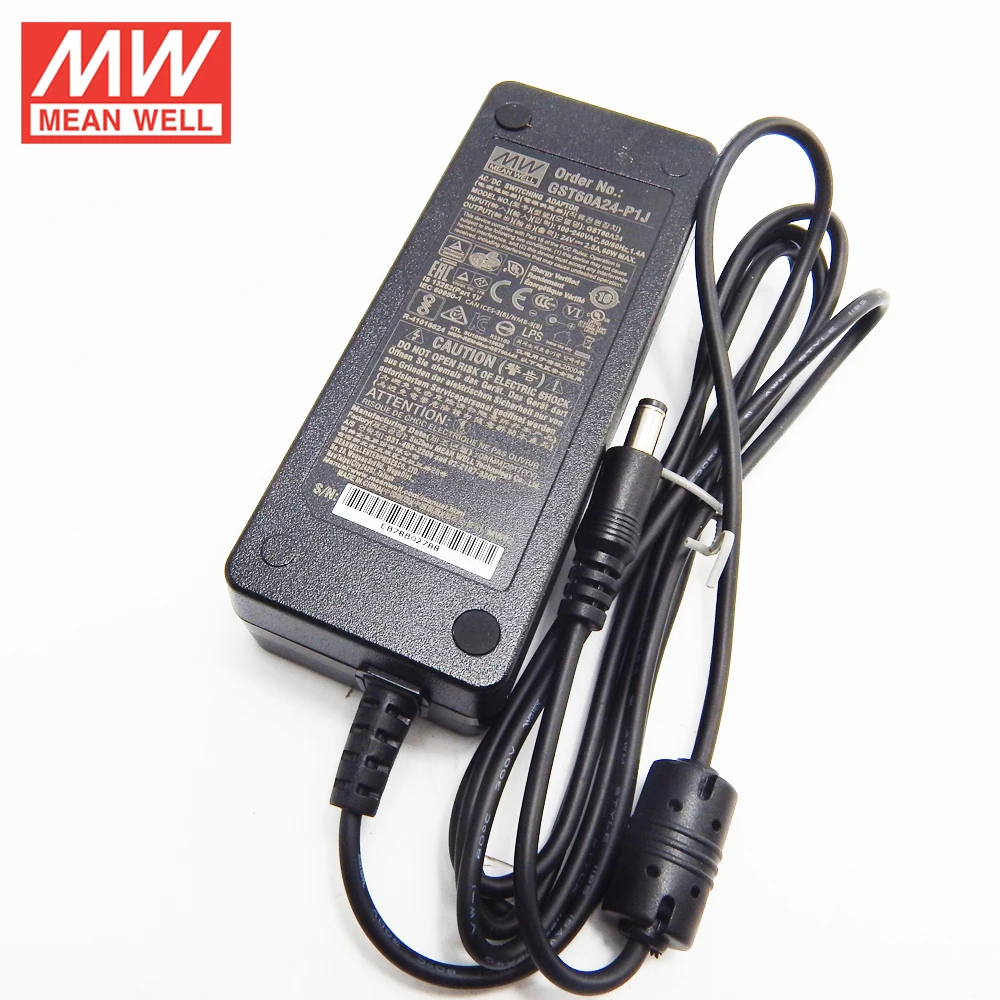 GST60A24-P1J означает хорошо промышленный рабочий стол адаптер 110 V/220VAC до 24VDC 2.5A 60W Meanwell уровень VI адаптер импульсный источник питания