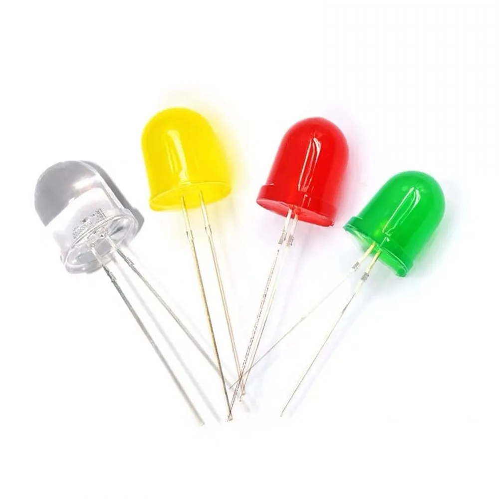 250-Piece Assorted 10mm Diffused LED Kit - Red, Blue, Yellow, Green, White - Round Light-Emitting Diodes for DIP Plug-in Applications Description Image.This Product Can Be Found With The Tag Names EL Products, Electronic Components Supplies, Led