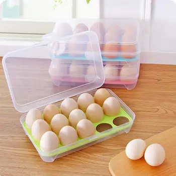 

2pcs 10 Grid Plastic Egg Tray Practical Eggs Storage Rack Convenient Eggs Storage Container for Home Kitchen (Orange Green Red)
