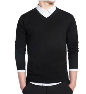 Новинка, Осенний хлопковый свитер, мужская одежда с длинным рукавом, пуловеры, верхняя одежда, мужские свитера, однотонная брендовая одежда, свитер J689 - Цвет: Black