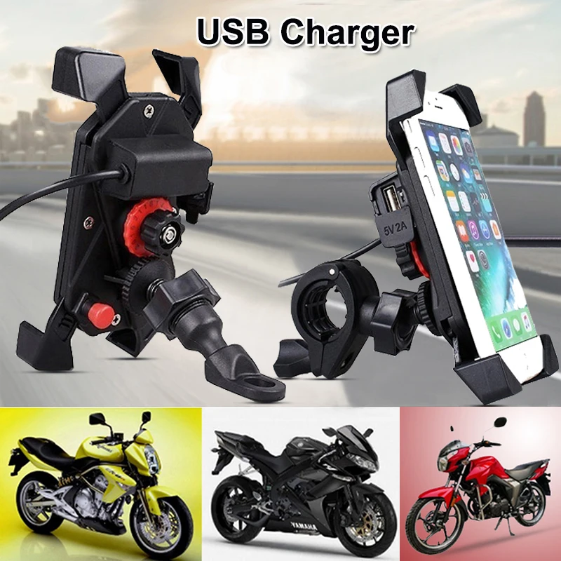 Motorcycle Phone Holder Support Charging USB Charger Moto Navigation Bracket Motorbike Handlebar Mobile Cellphone Mount Clip Motorcycle Phone Holder Support Charging USB Charger Moto Navigation Bracket Motorbike Handlebar Mobile Cellphone Mount Clip