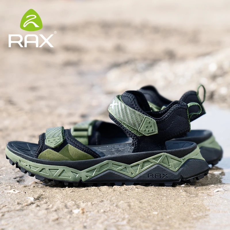 RAX Classic Men's Sandals Summer Soft Sandals Comfortable Men Shoes Genuine Leather Sandals Big Size Soft Outdoor Men  Sandals