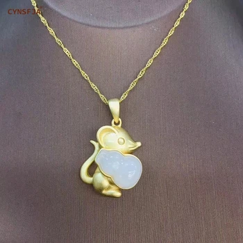 

CYNSFJA New Real Certified Natural Hetian Jade 925 Sterling Silver Fine Jewelry Amulets Rat Jade Pendant High Quality Best Gift
