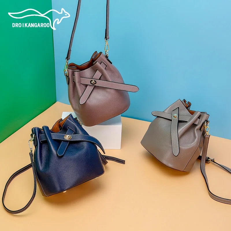 

WOMEN'S Leather Bags 2019 New Style Full-grain Leather Bag in Bag Multi-color Bucket Bag Casual Hand Messenger Bag