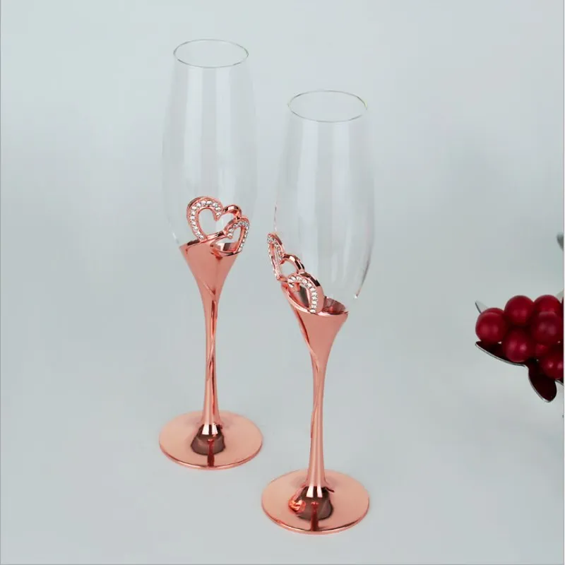 Us 500 Beautiful Crystal Diamond Love Heart Champagne Glass Premium Romantic Couple Wine Glasses Knot Wedding Christmas Gift Ideas On Aliexpress