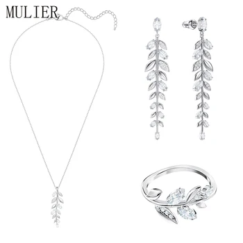 

MULIER 2019 New SWA MAYFLY Exquisite Leaves Pendant Necklace Set Suitable for Girlfriend Romantic Gift 5423183 5446037 5423184