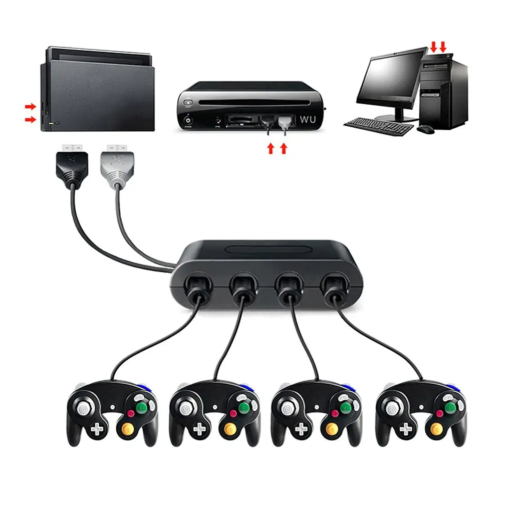 3 в 1 портативный геймпад игровой контроллер конвертер коробка GC к WIIU черный для kingd Switch Edition