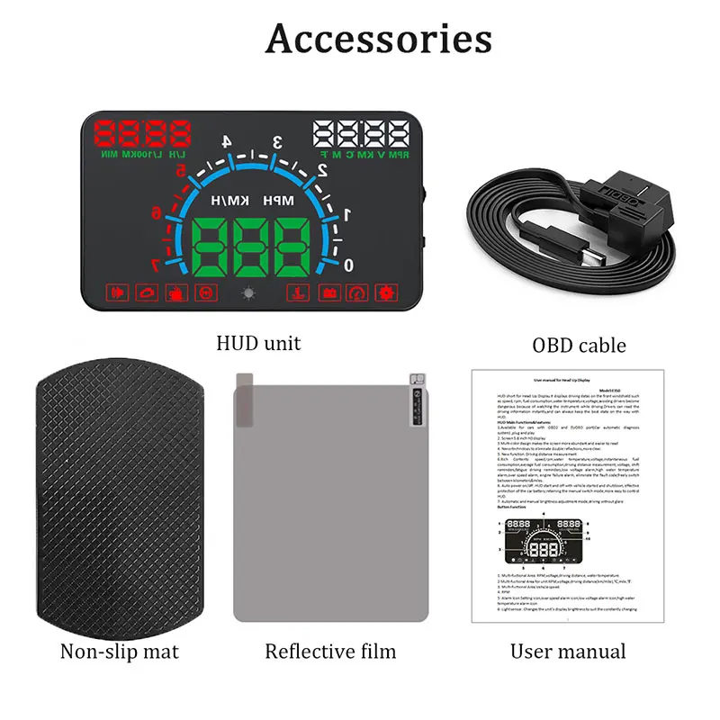 Автомобильный Стайлинг E350 5," экран HUD Автомобильный дисплей сигнализация для топливного бака скорость автомобиля проектор скорости