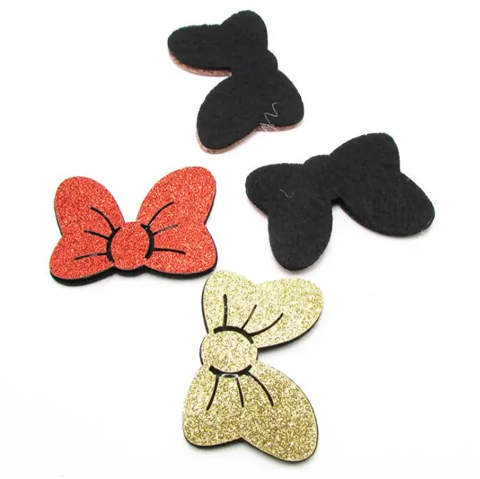 30 шт. 6*4,3 см Микки бабочка аппликации для ремесленных одежды поставки наклеек основы для заколок для волос орнамент