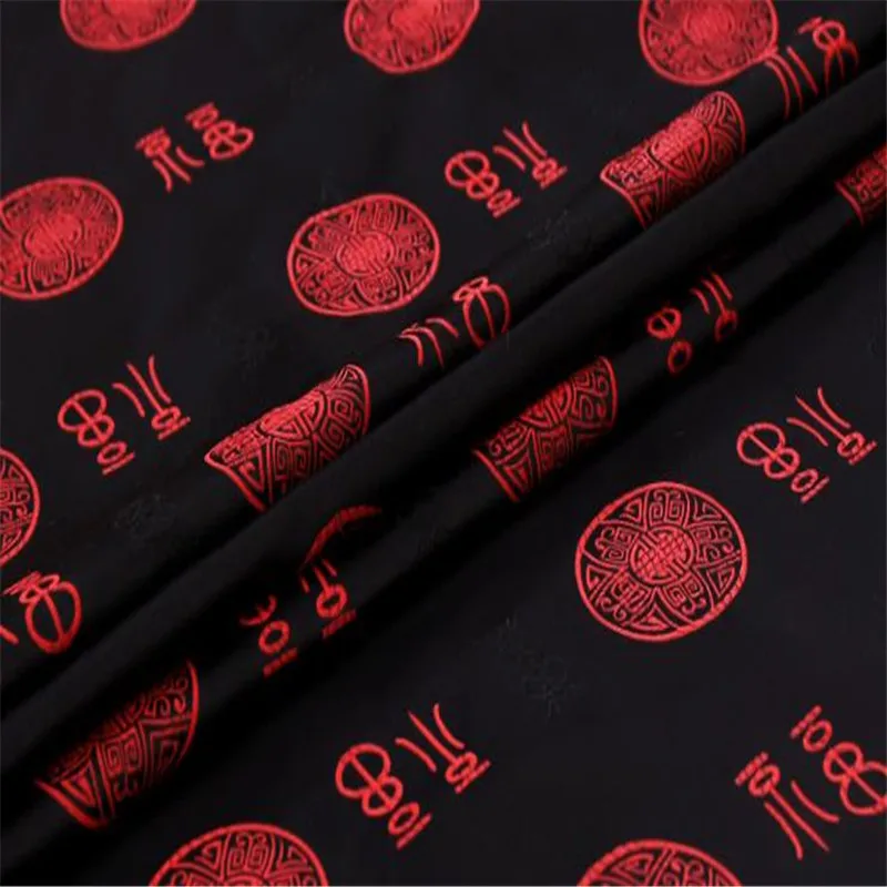 Polyester Brocade Fabric 150GSM Weight Classical Fu Pattern Jacquard Fabric for Chinese Tang suit