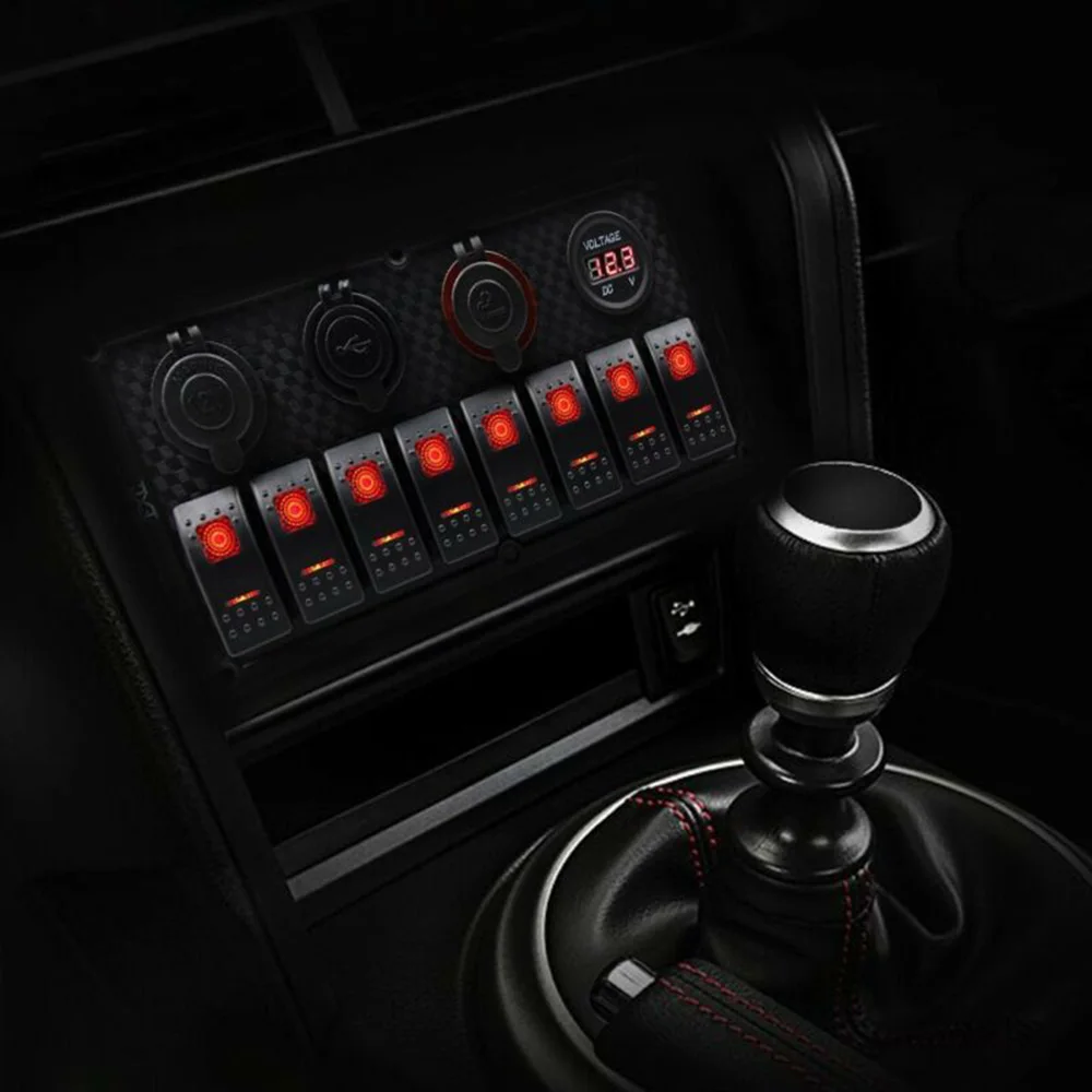 Автомобильный кулисный переключатель водонепроницаемые детали 8 банд красный