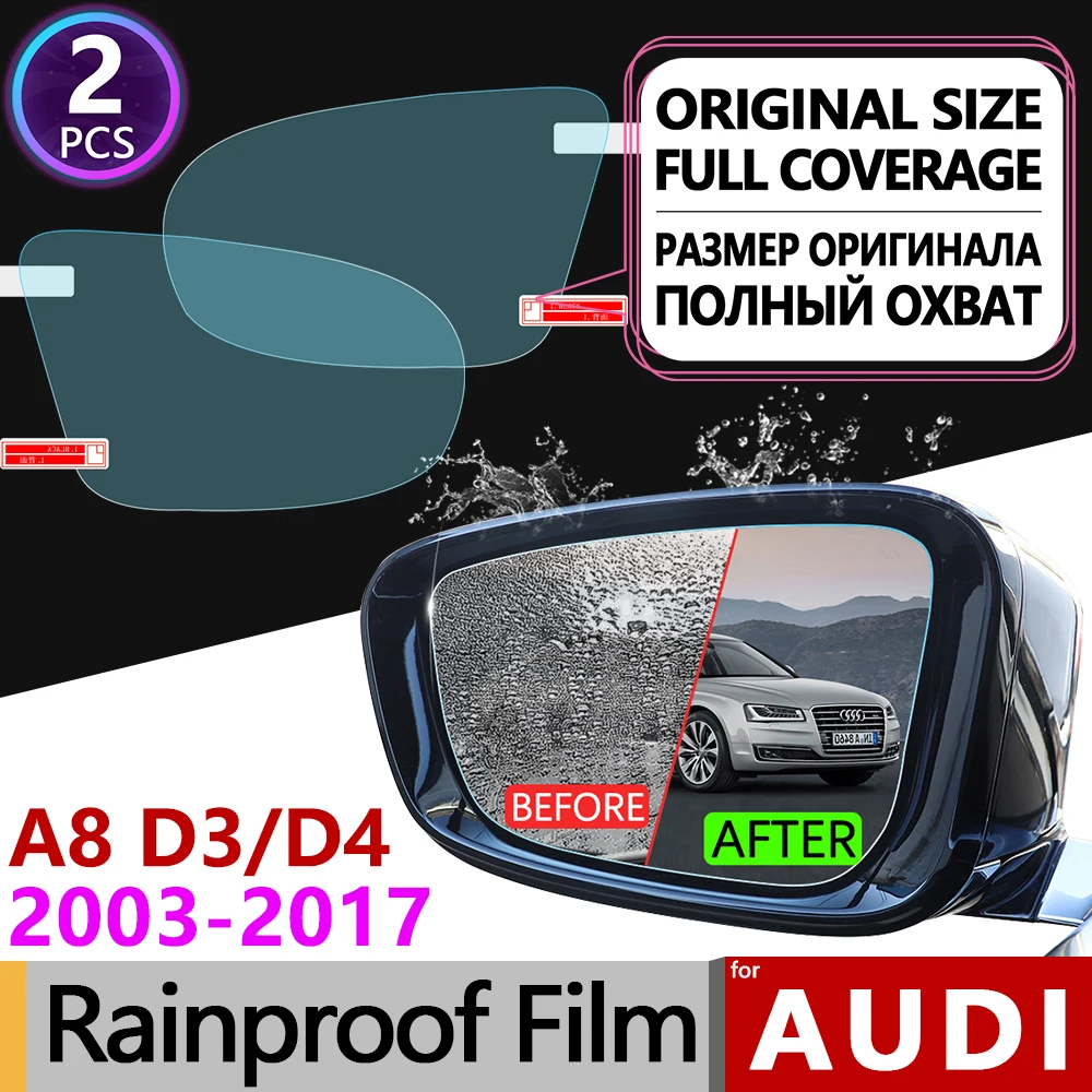

2Pcs for Audi A8 D3 D4 2003 - 2017 4E 4H Full Cover Anti Fog Film Rearview Mirror Rainproof Foils Clear Films Accessories S8 A8L
