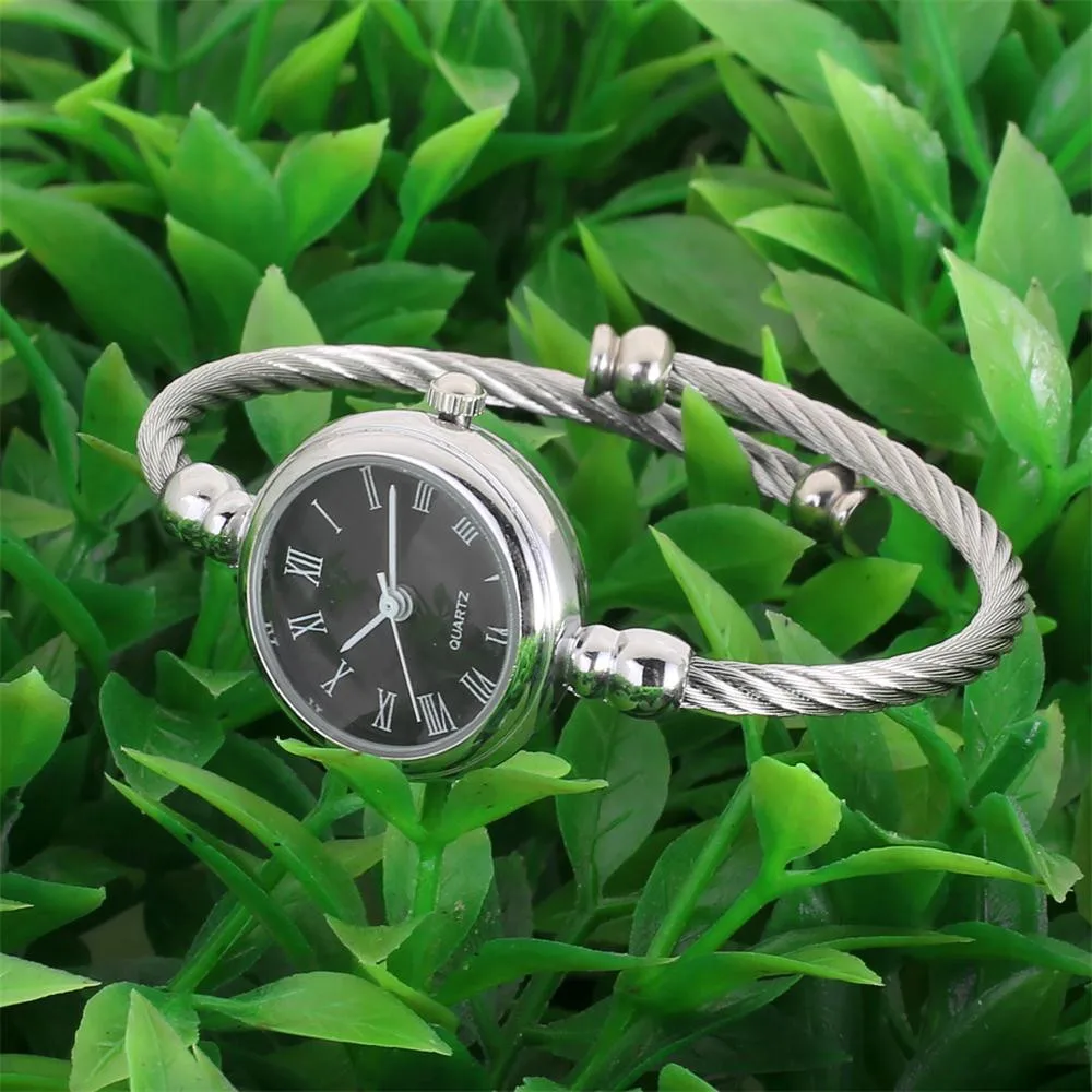 Reloj de pulsera de espejo de vidrio minimalista para chica, reloj analógico Circular de cuarzo bonito para mujer, regalo de cumpleaños Vintage
