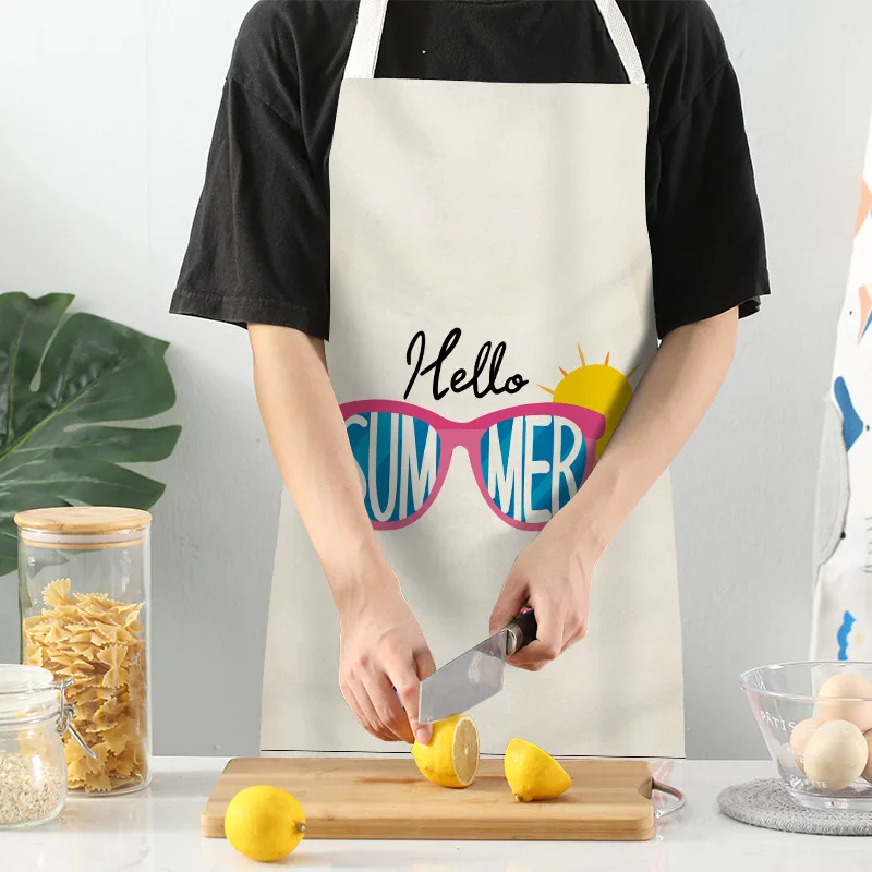Summer Women Men Kitchen Aprons Housewife Apron Waterproof Cooking oil-proof Cotton Linen Home Antifouling Chef 68*55 0066