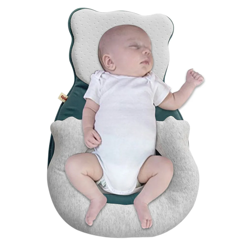 Cartoon Baby Head Shaping Pillow Portable Baby Cribs Anti Roll Memory