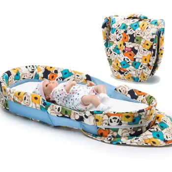

Baby Travel Cot Bed Newborn Folding Mobile Crib Infant Mattress Children Nest