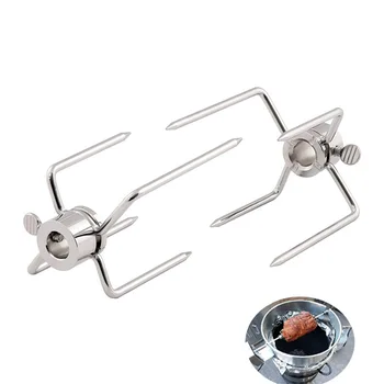 

2pcs/set Rotisserie BBQ Forks Spit BBQ Forks Charcoal Chicken Grill Rotisserie Meat Fork BBQ Tool Stainless Steel