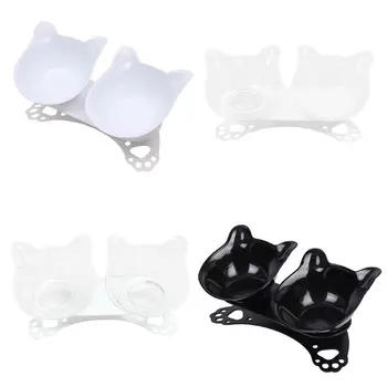 

Dog Double Bowls with Raised Stand Pet Food Water Feeder 15° Tilted Container D08F