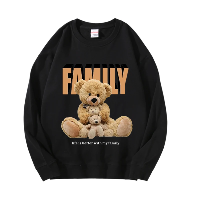 

100% Cotton Family Bear Women's Pullover Men's Hoodie Winter 2021 O-neck Sweatshirt Loose Sweater Super Dalian Hoodie Women 5XL
