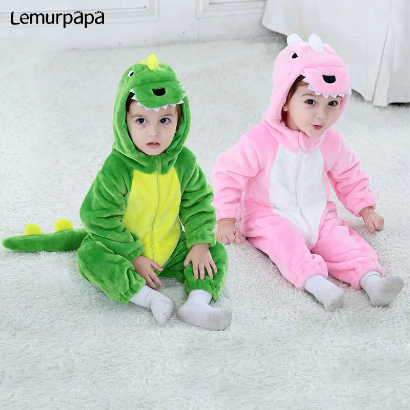 

5 Years Baby Romper Dinosaur Cartoon Animal Costume Toddler Twins Boy Girl Winter Clothes Flannel Soft Jumpsuit Cute Kigurumis