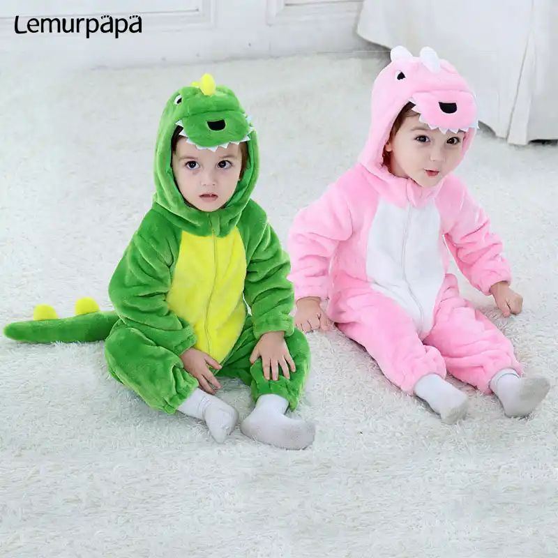 Kawaii Baby Romper Dinosaur Cartoon Animal Costume Toddler Twins Boy Girl Winter Clothes Flannel Soft Jumpsuit Cute Kigurumis Rompers Aliexpress