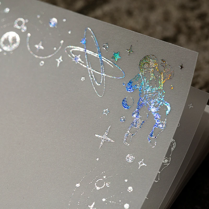 Креативный блокнот для заметок с изображением Луны, планеты Галактики, лазерной фольги