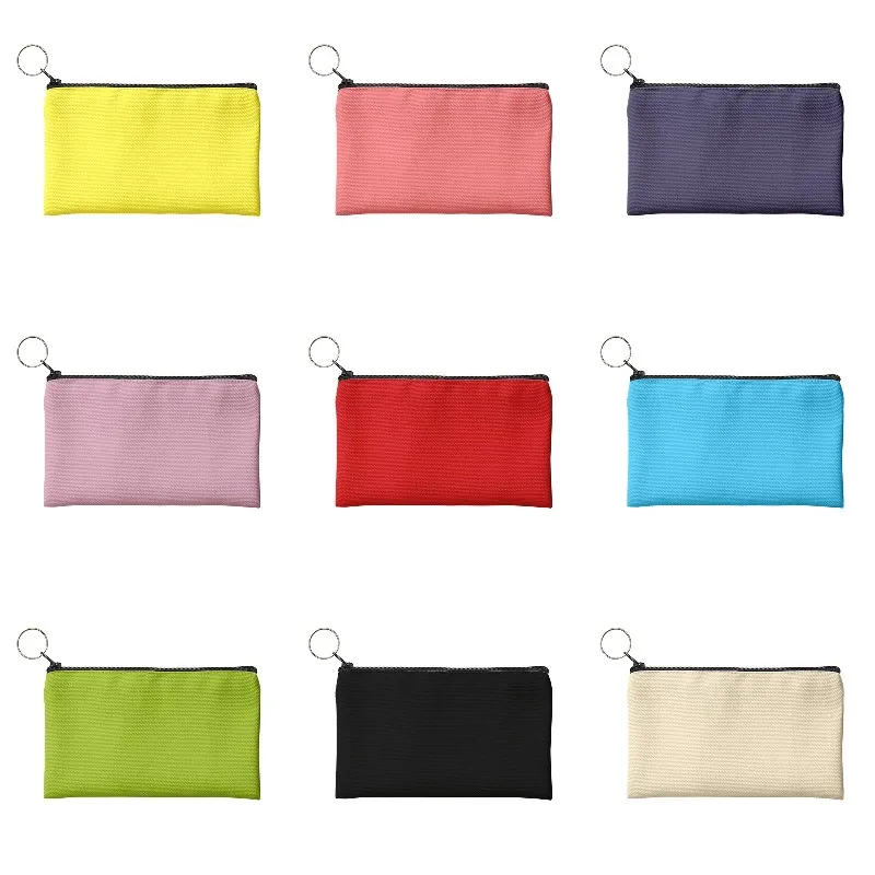 DIY Plain Canvas Cotton Bag Pure Zipper Coin Key Bag Money Pocket Women Men Hand-held Coin Purse Small Wallet Kid New Ideas