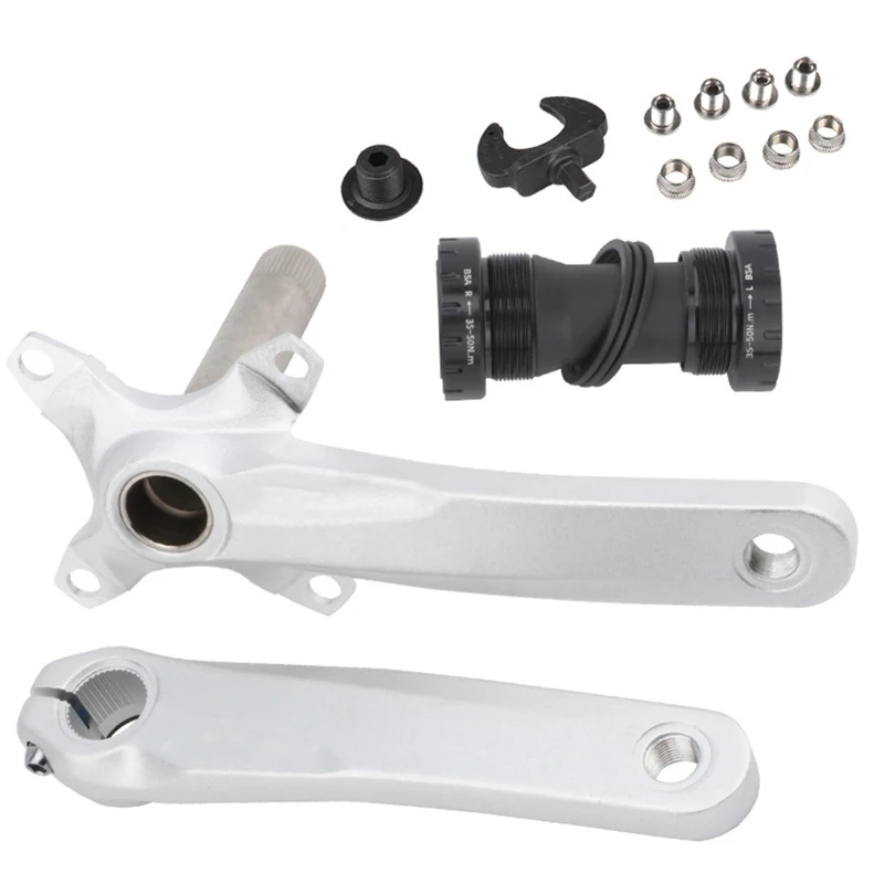 Bike Crank Arm Set 170mm 104 BCD with Bottom Bracket Kit and Chainring Bolts for MTB BMX Road Bicycle